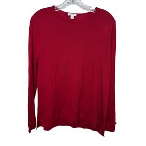 J. Jill Washable Merino Wool‎ Sweater Women’s M Red Bow Cuff Pullover READ